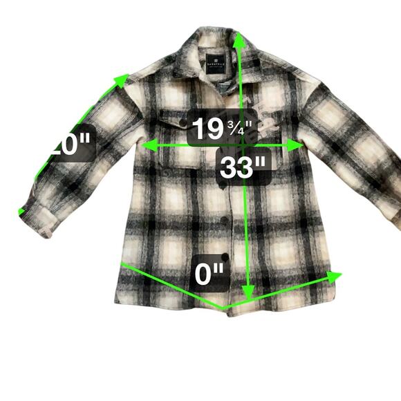 Bagatelle Collection Plaid Shacket Coat Beige Black Button Up Women’s Small - Picture 5 of 5